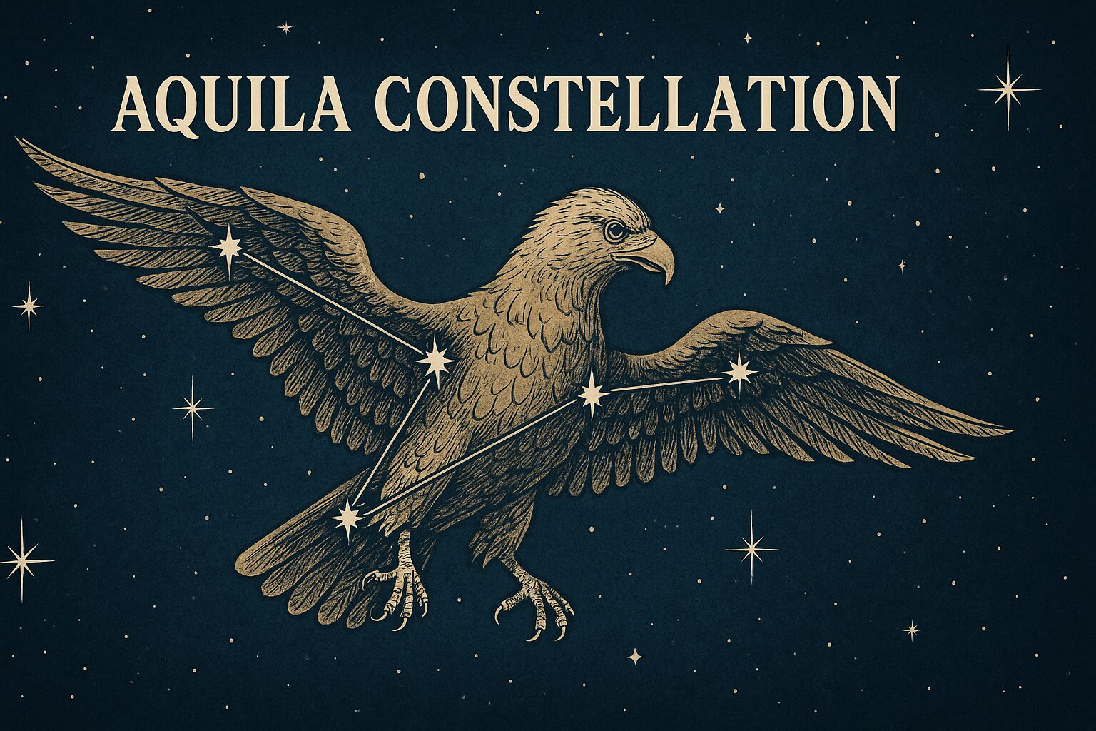 A cosmic eagle soaring through the Milky Way, symbolizing the astrological energy of the Aquila constellation.