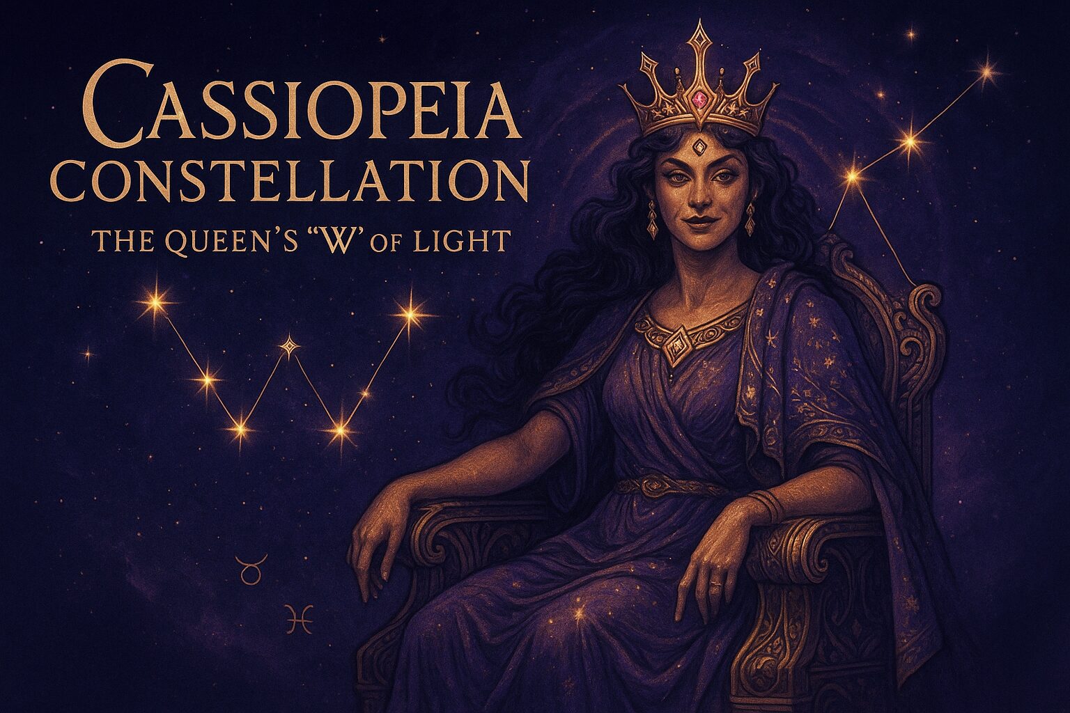 casseopia constellation seo Cassiopeia constellation asterism forming a W in the northern sky with labeled stars Schedar, Caph, Ruchbah, Segin, Navi.